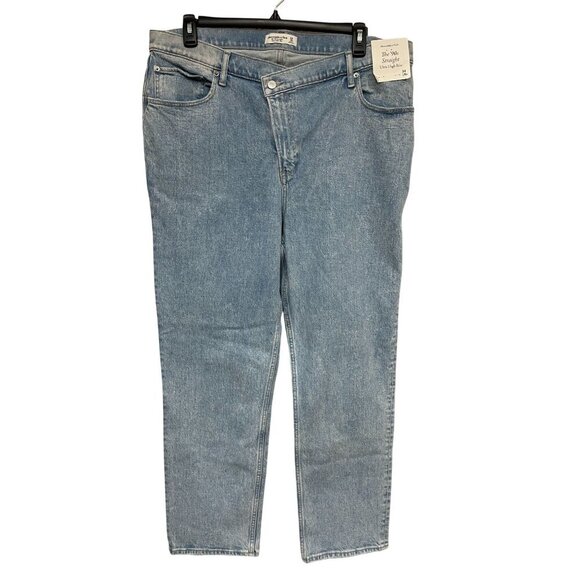 Abercrombie & Fitch 90s Straight Ultra High Rise Jeans Sz18R Crossover waist NWT - Picture 1 of 9